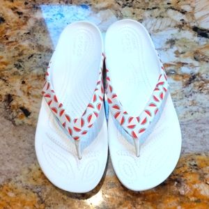 NWOT Crocs Flip Flops w/Watermelon detail, Size 9